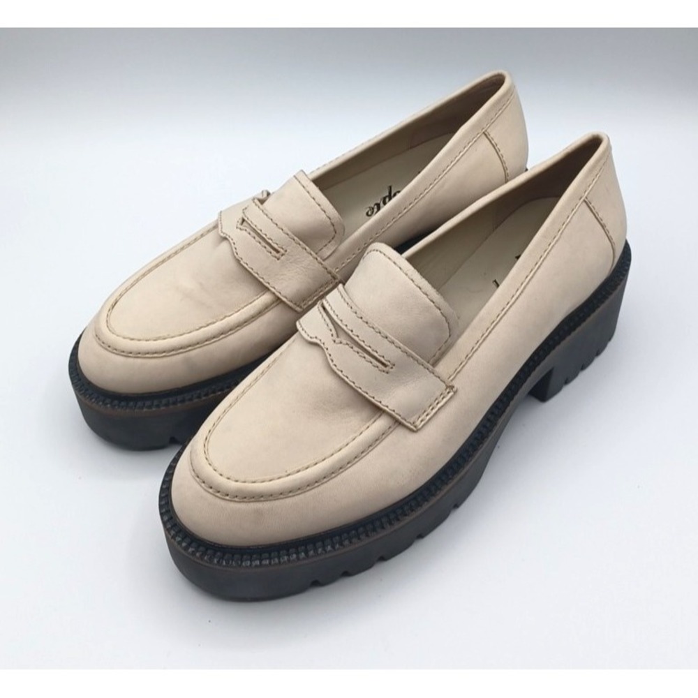 Free People Women's Decker Penny Loafers in Cream, EUR 41, US 10.5 Chunky Sole